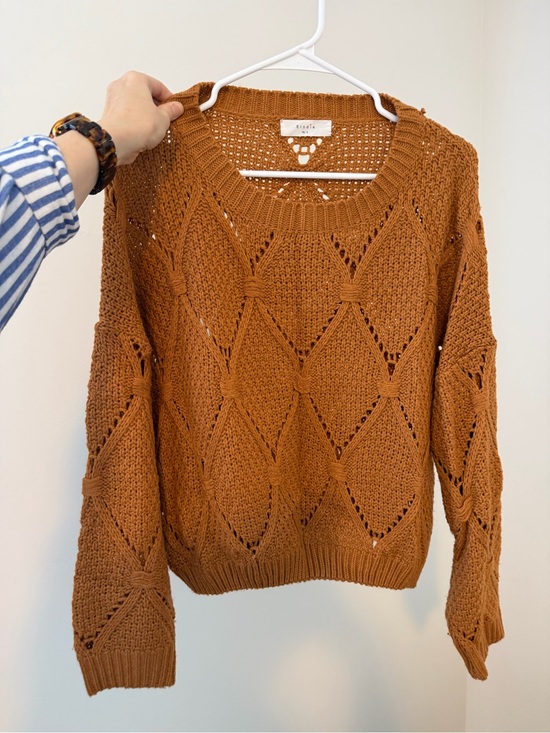 Elodie Sweaters - Elodie Open Diamond Knit Sweater - Rust Brown